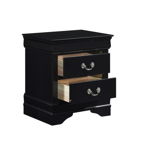 Classic Louis Philippe Style Black Finish 1pc Nigh...