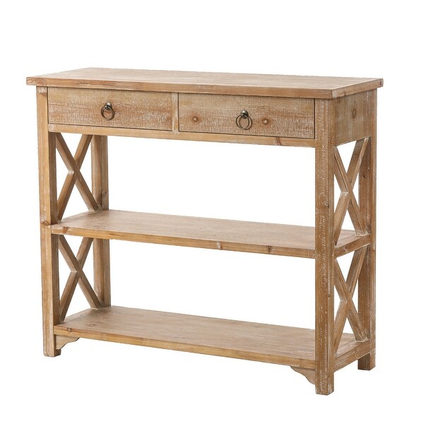 Natural Wood Storage Console Table with 2-Drawer and 2-Shelf - 34.06