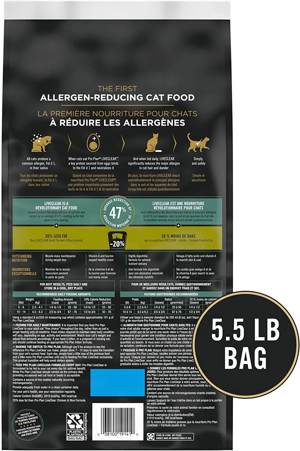 Purina Pro Plan LiveClear with Probiotics Allergen Reducing Weight Management Adult Dry Cat Food 5.5 lb. Bag