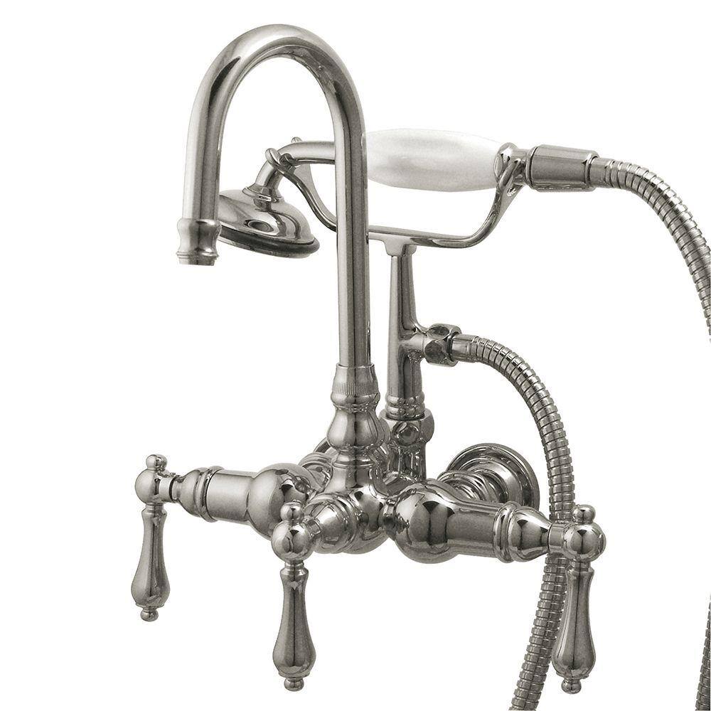 Kingston Brass 3-Handle Claw Foot Tub Faucet with Handshower in Chrome HCC8T1