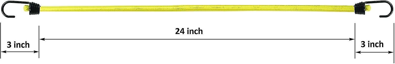 24 Inch Rubber Bungee Cord With Metal Hooks Plastic Coated，4-pack，yellow，marine Grade And Uv Resistant 10mm Shock Cord
