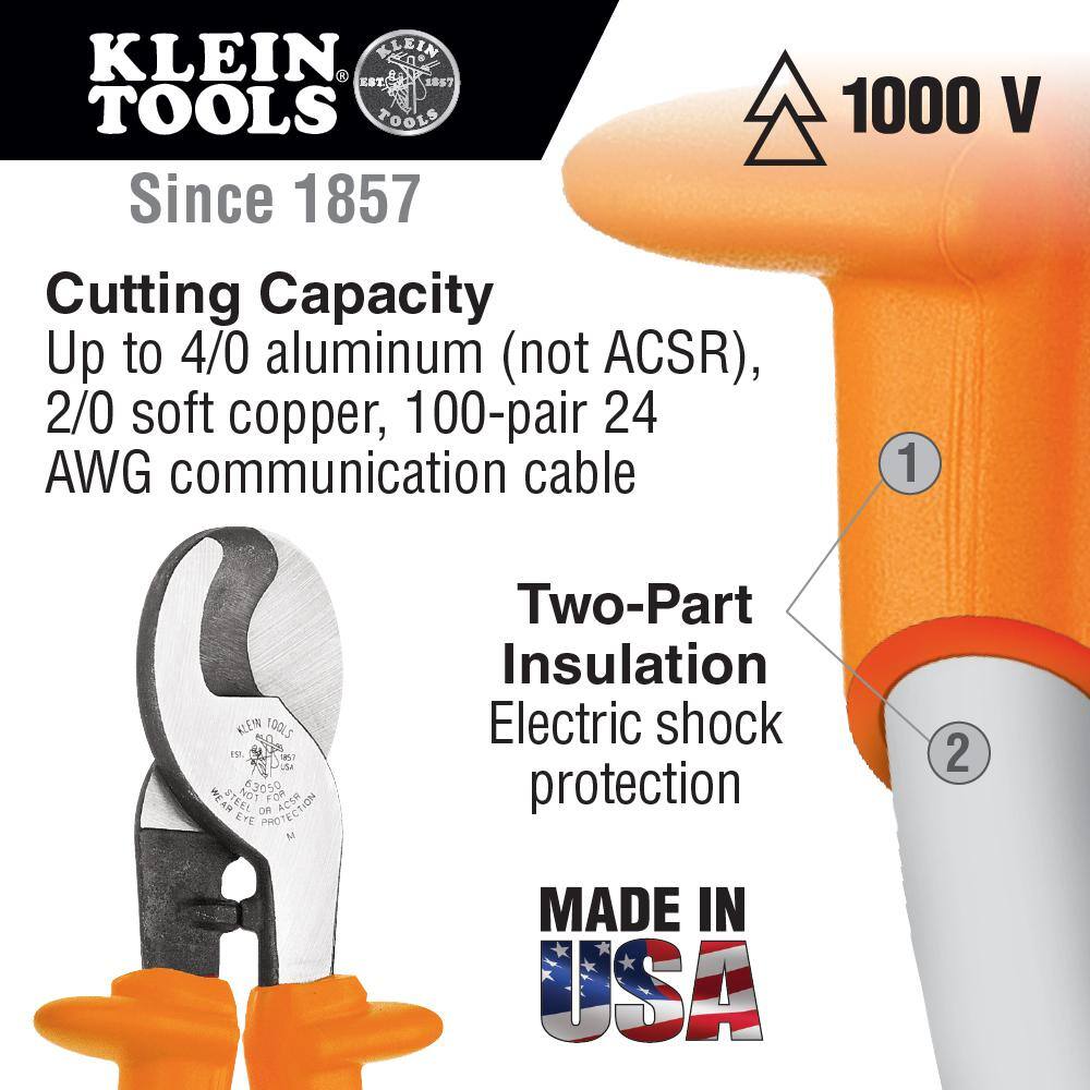 Klein Tools 9-58 in. Insulated High-Leverage Cable Cutter