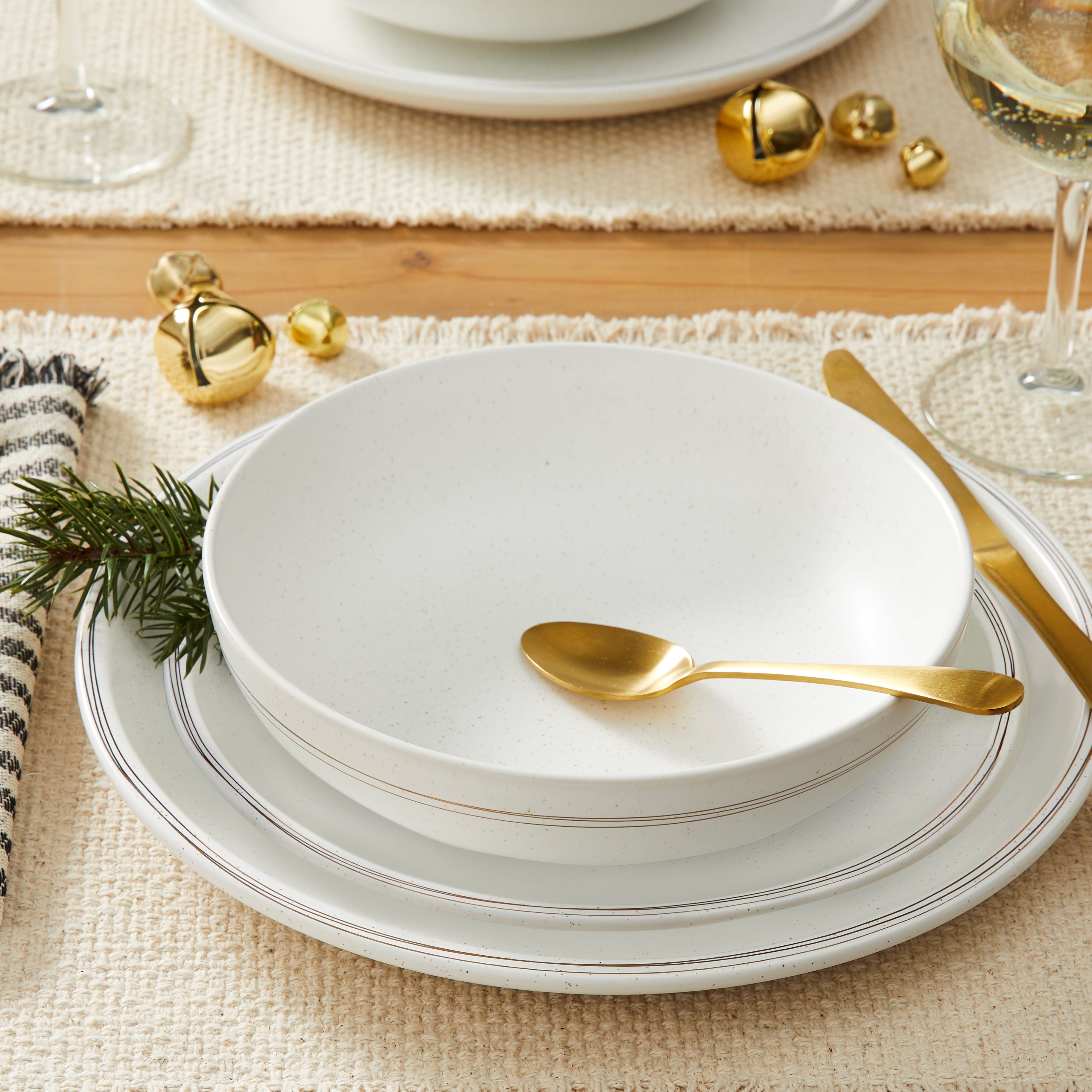 Better Homes and Gardens Gold Frost 12 Piece Stoneware Dinnerware Set