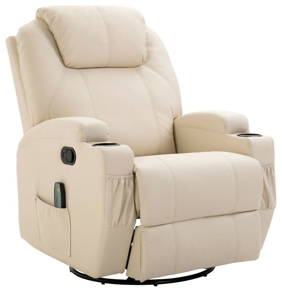 Living Room Recliner Massage Chair   Cream   Transitional   Recliner Chairs   by AffordableVariety  Houzz