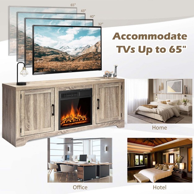 Costway 58 x27 x27 Fireplace Tv Stand Storage Cabinet Console W 18 x27 x27 1500w Electric Fireplace