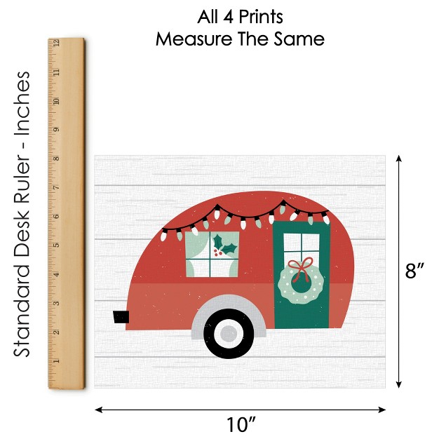 Big Dot Of Happiness Camper Christmas Unframed Red And Green Holiday Linen Paper Wall Art Set Of 4 Artisms 8 X 10 Inches