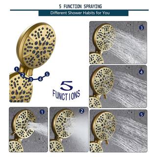ELLOALLO Single-Handle 48-Spray Tub and Shower Faucet and Handheld Combo with 5 in. Shower Head in Brushed Gold (Valve Included) ES-NG-T1006