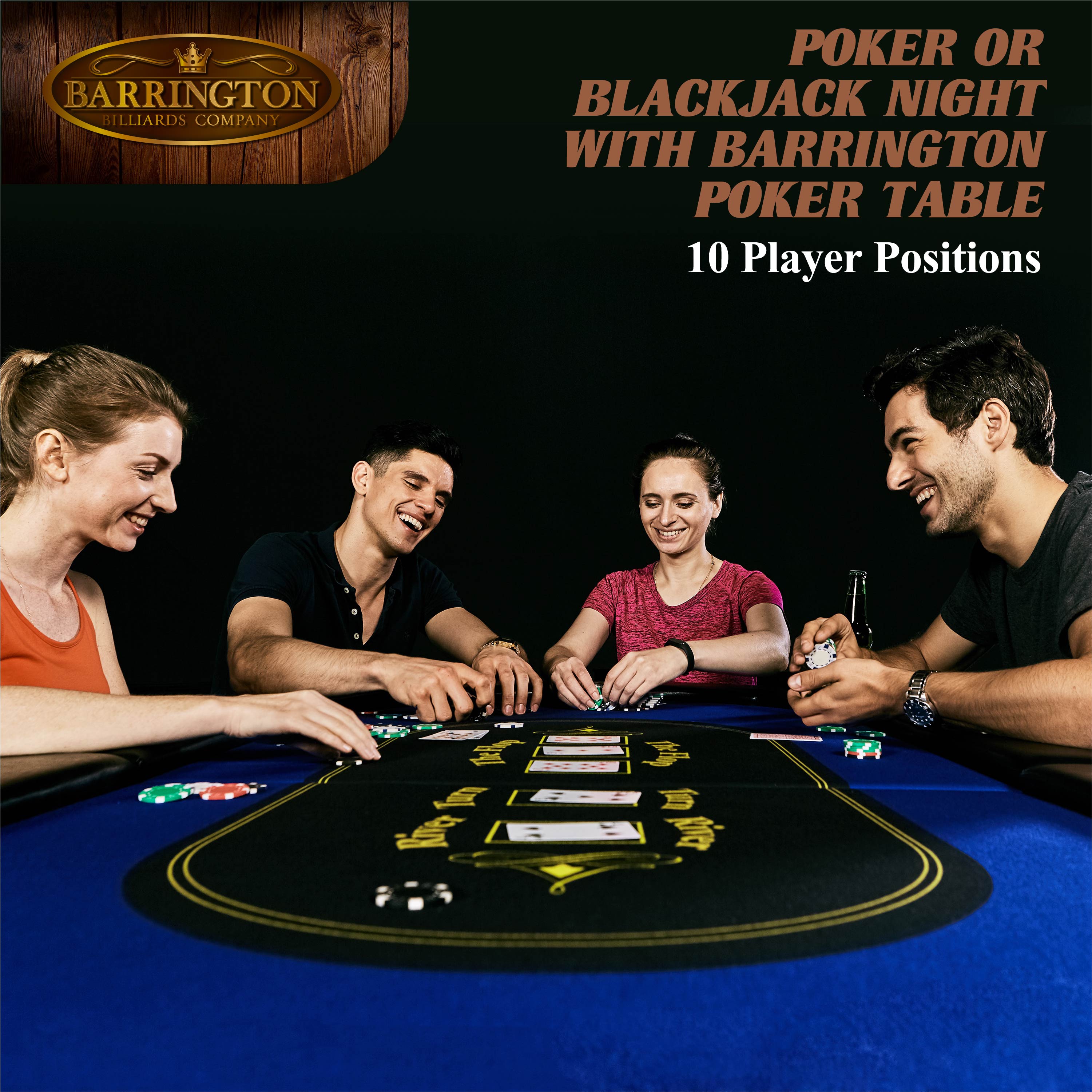 Barrington 10 Player Blue Poker Table, No Assembly Required