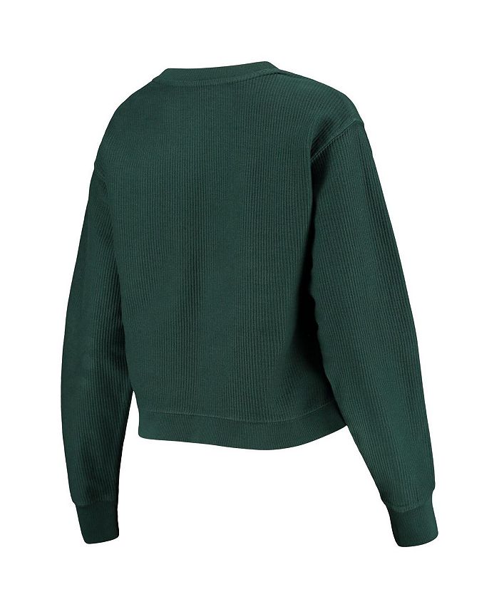 Women's Green Michigan State Spartans Corded Timber Cropped Pullover Sweatshirt