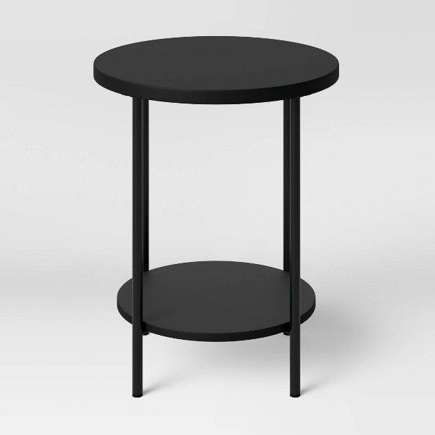 Wood And Metal Round End Table