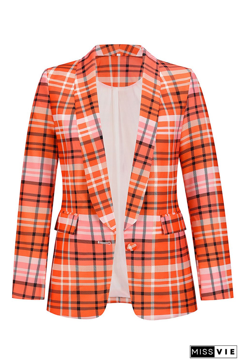 Multicolor Plaid Open Button Blazer Jackets