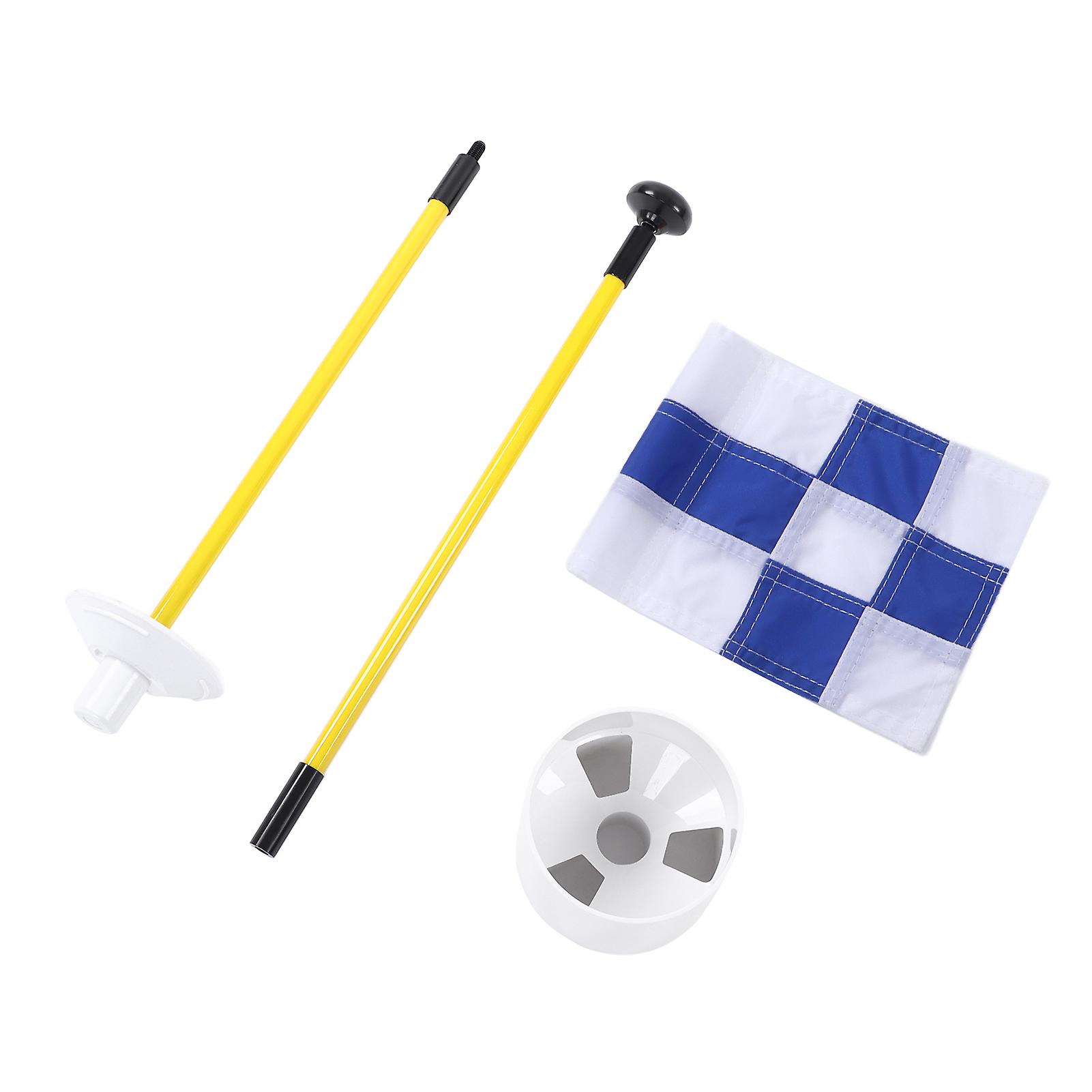 Golf Flagpole Portable 3 Feet Golf Flag Pole Flag Hole Cup Set 2 Section Design For Indoors Outdoorsblue And White Grid