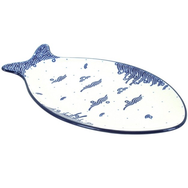 Blue Rose Polish Pottery E20 Ceramika Artystyczna Small Fish Platter