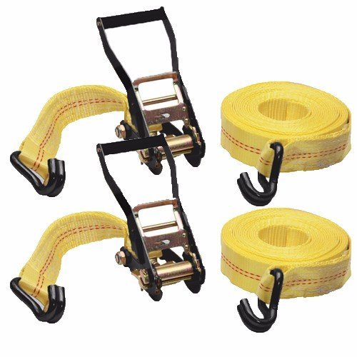 Wideskall 2 Pieces Heavy Duty Ratchet Tie Down Cargo Straps - 27' x 2" 10,000 Lbs Capacity with Double J-Hooks