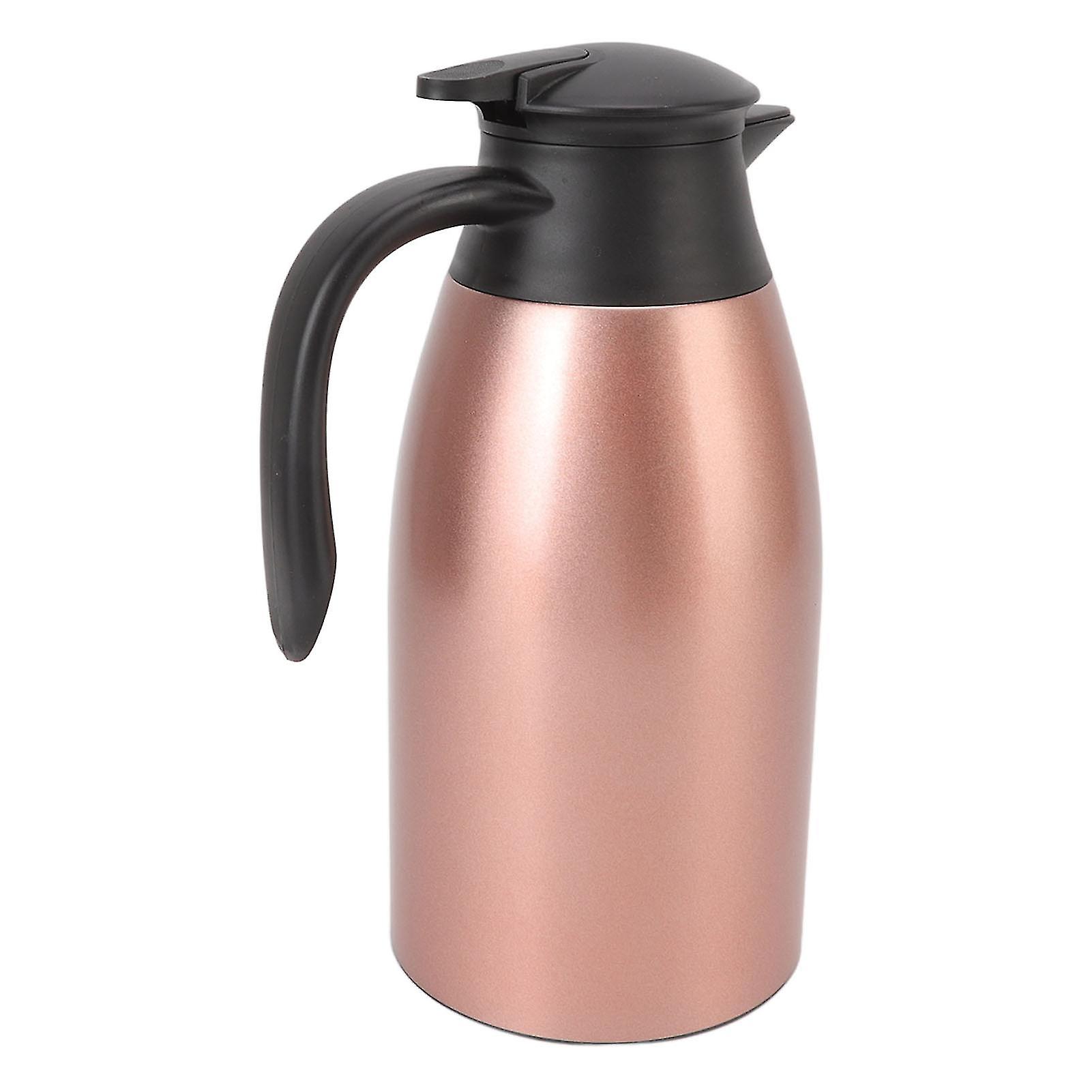 Tea Vacuum Pot 304 Stainless Steel Leakproof Lid 2L Capacity Portable Handle Easy Cleaning Coffee Insulated Vacuum Dispenser Rose Gold