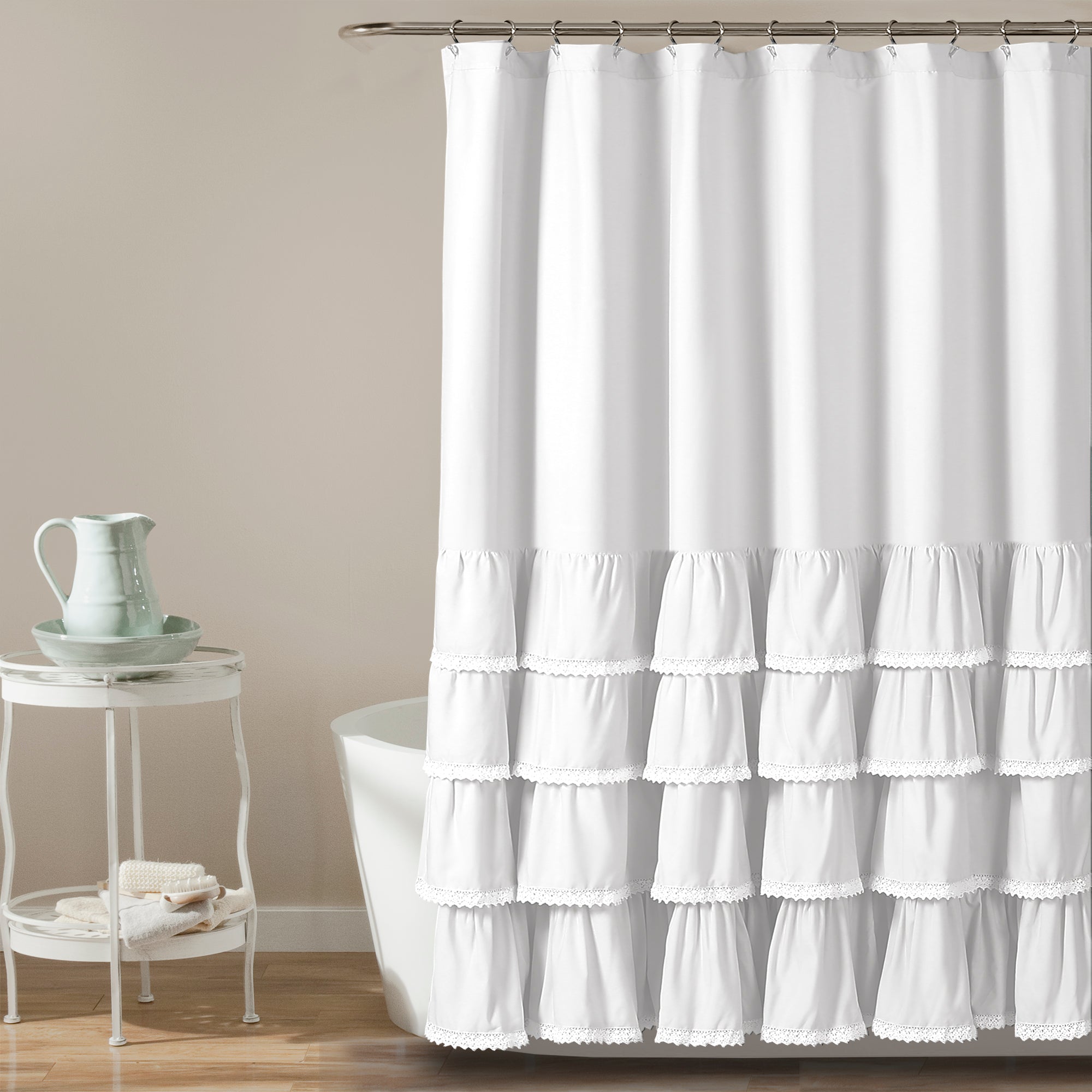 Ella Ruffle Lace Shower Curtain