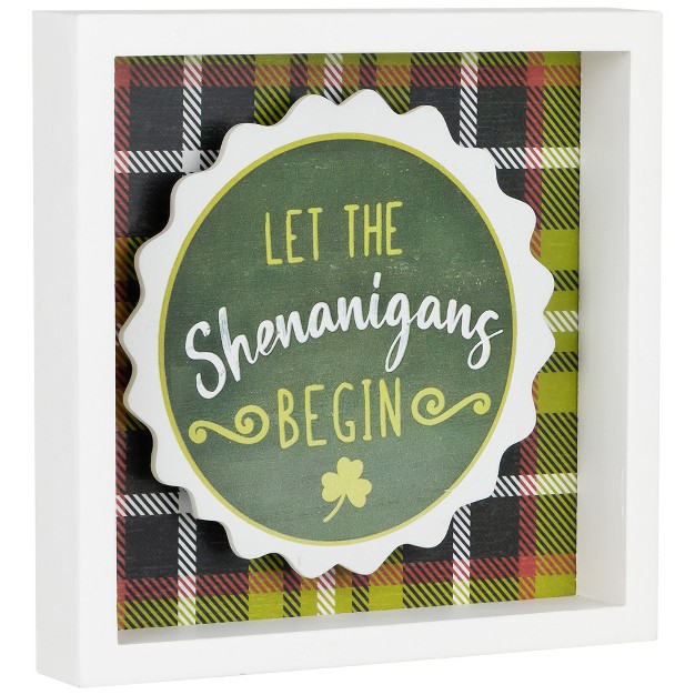 St Patrick x27 s Day Framed Wall Sign 6 quot Green Plaid