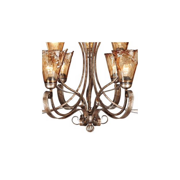 Wide Rustic Art Glass 9 light Fixture For Dining Room House Kitchen Island