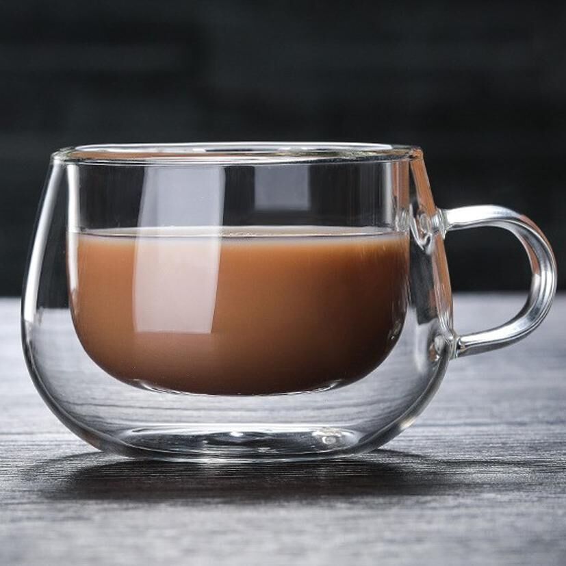 Insulated Double-Layer Coffee Cup Transparent