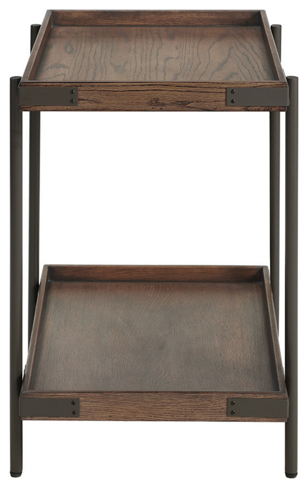 Kyra 27 quotOak and Metal Side Table  Shelf   Industrial   Side Tables And End Tables   by Bolton Furniture  Inc.  Houzz