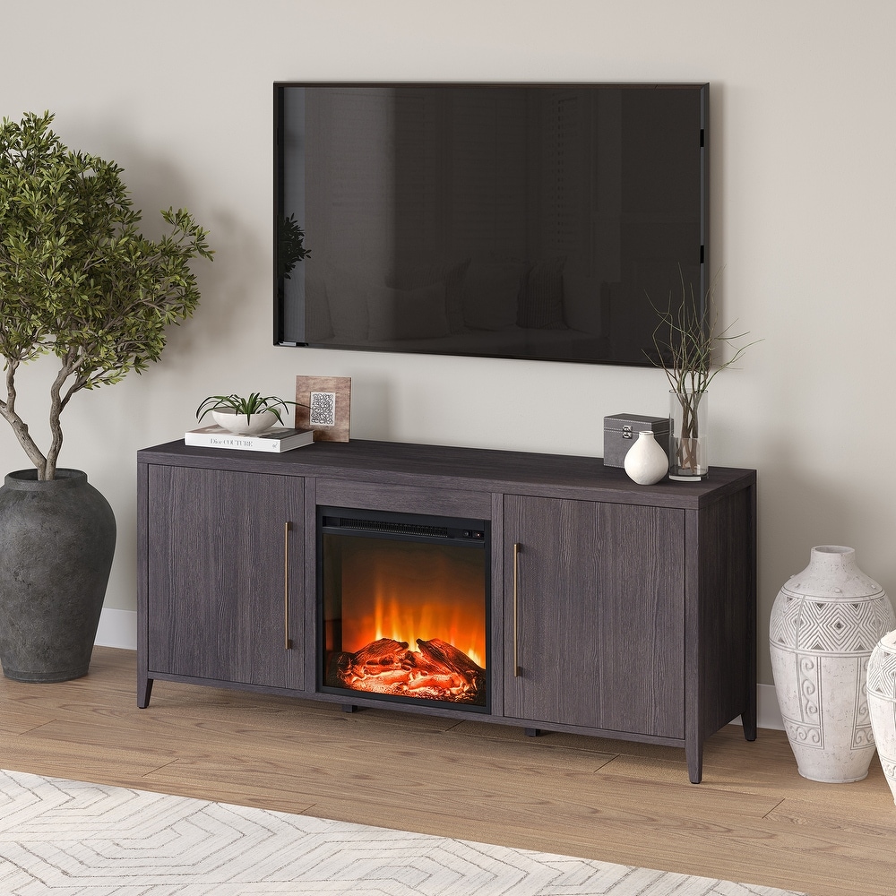 Jasper Rectangular TV Stand with Log Fireplace for TV's up to 65\