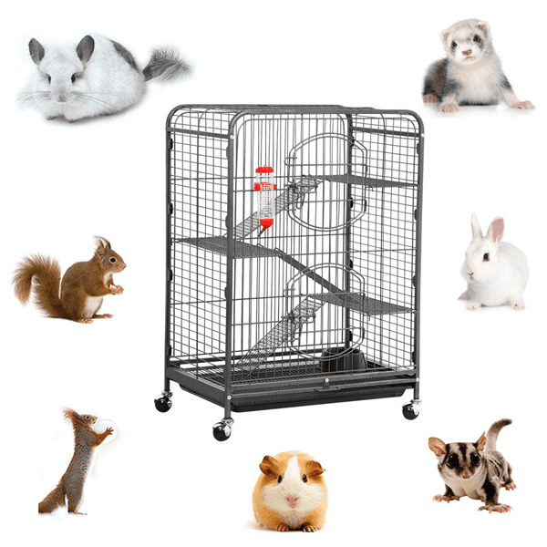 Easyfashion Metal Ferret and Small Animal Cage， Black， 37''