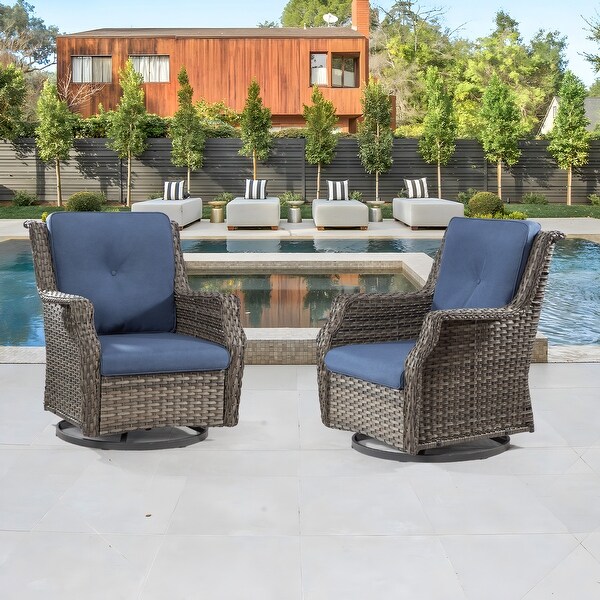 Cozywor Wicker Patio Outdoor Lounge Chair Swivel Rocking Chair (Set of 1)