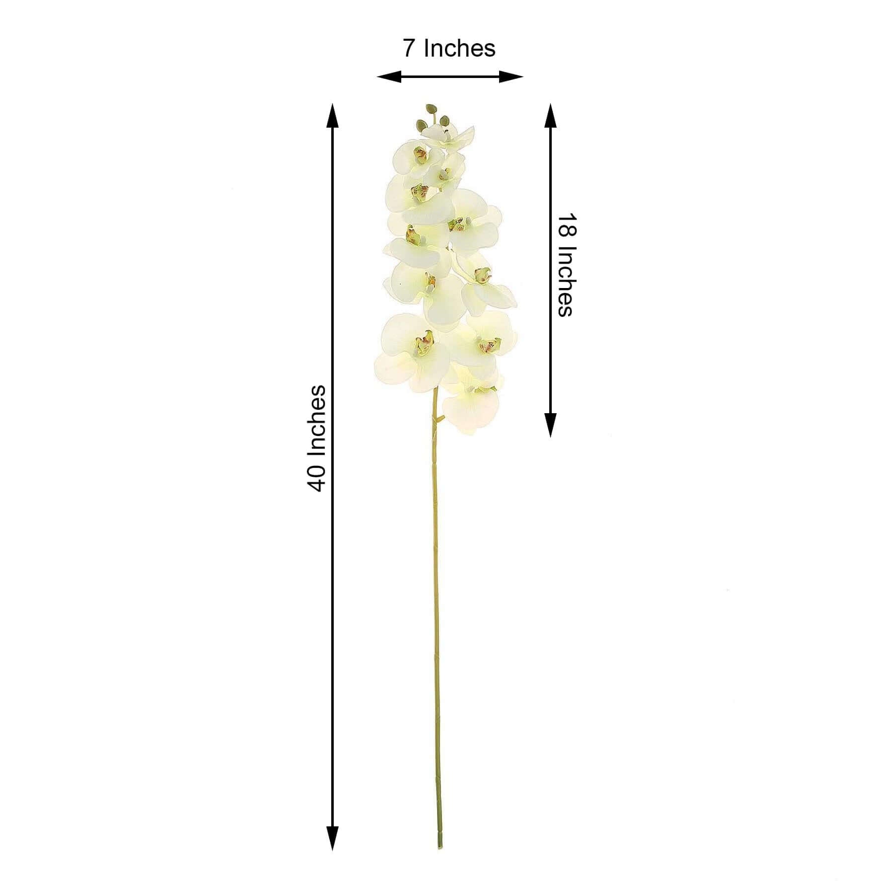 2 Stems Cream Artificial Silk Orchid Flower Bouquets 40