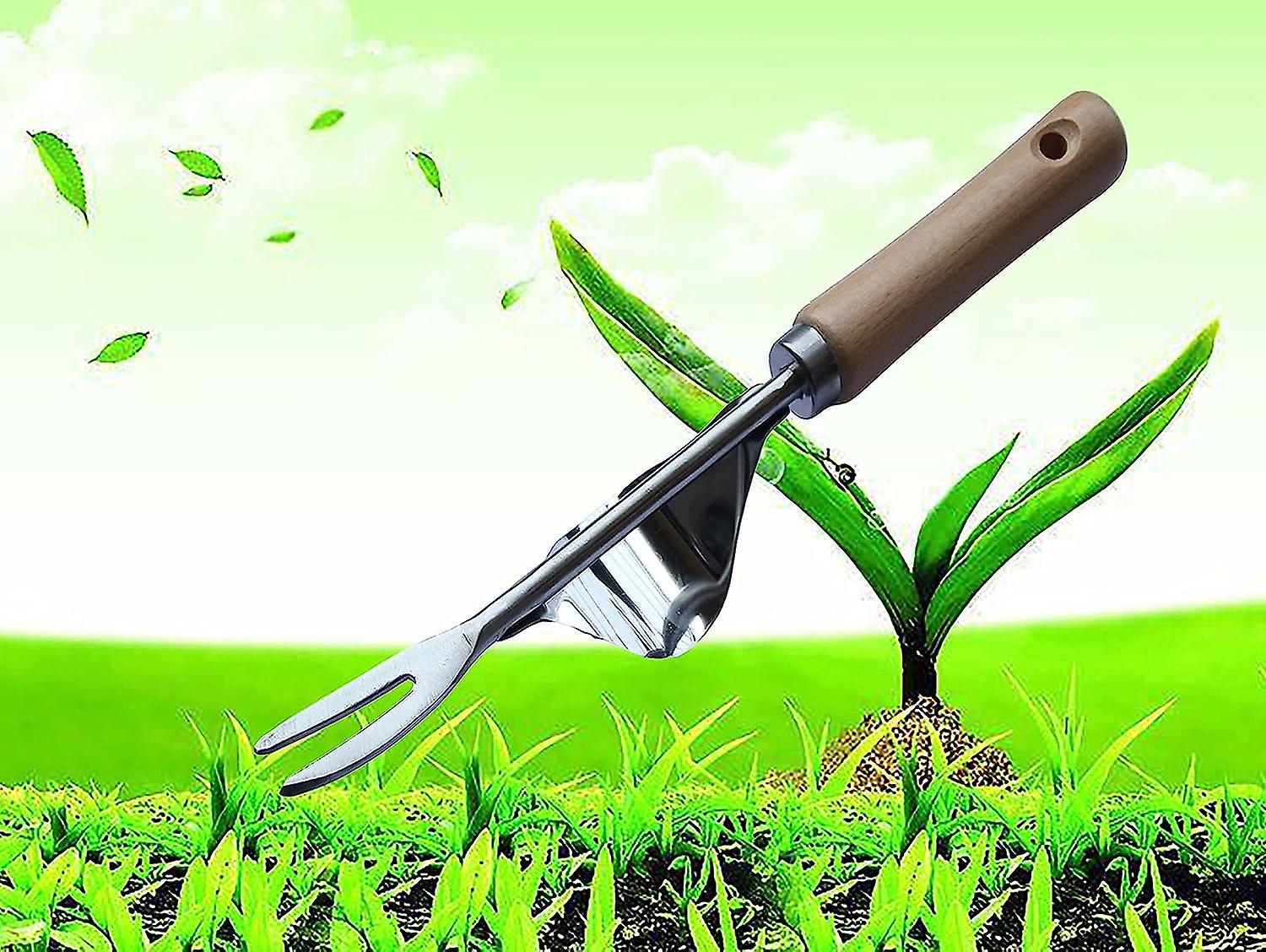 Hand Weeding Tool Garden Weed Puller - Stainless Leverage Base Creates Perfect Angle - Easy Weed Removal And Deeper Digging - V-shaped Incision Manual