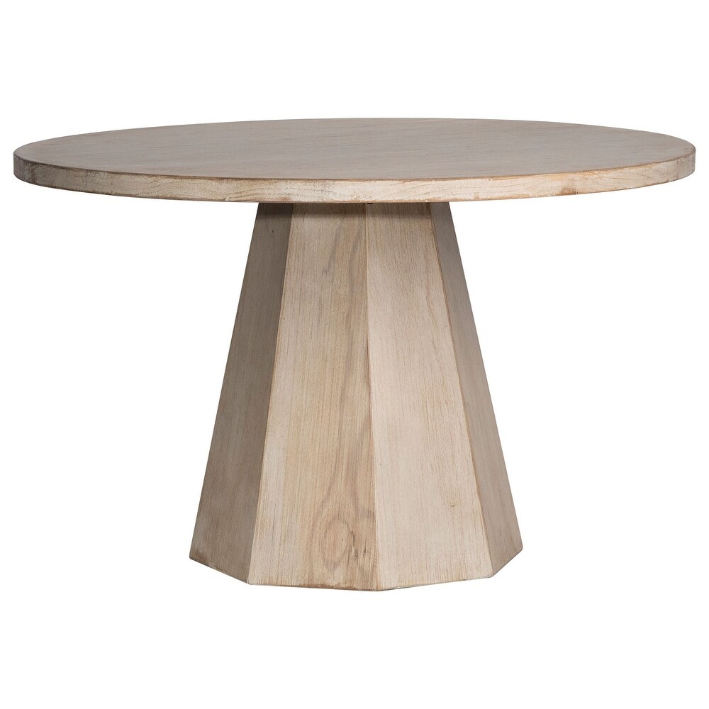 Xavier 48 inch Round Reclaimed Pine Light Wash Pedestal Dining Table