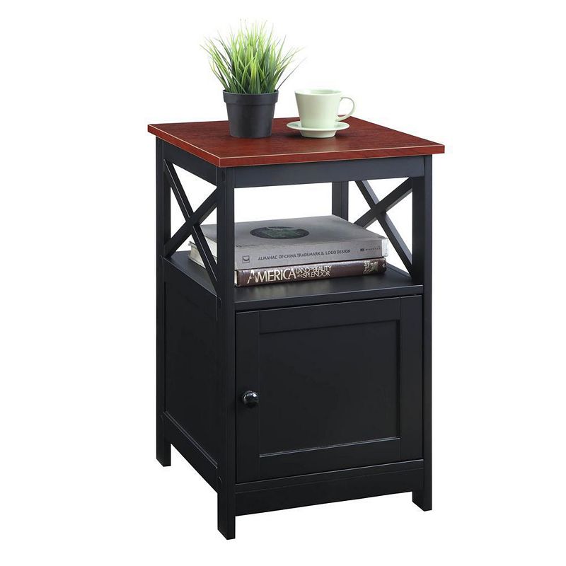 Convenience Concepts Oxford End Table with Cabinet， Driftwood White