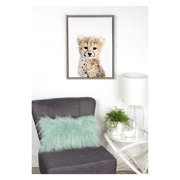 X 24 quot Sylvie Cheetah Framed Canvas By Amy Peterson Gray Kate And Laurel