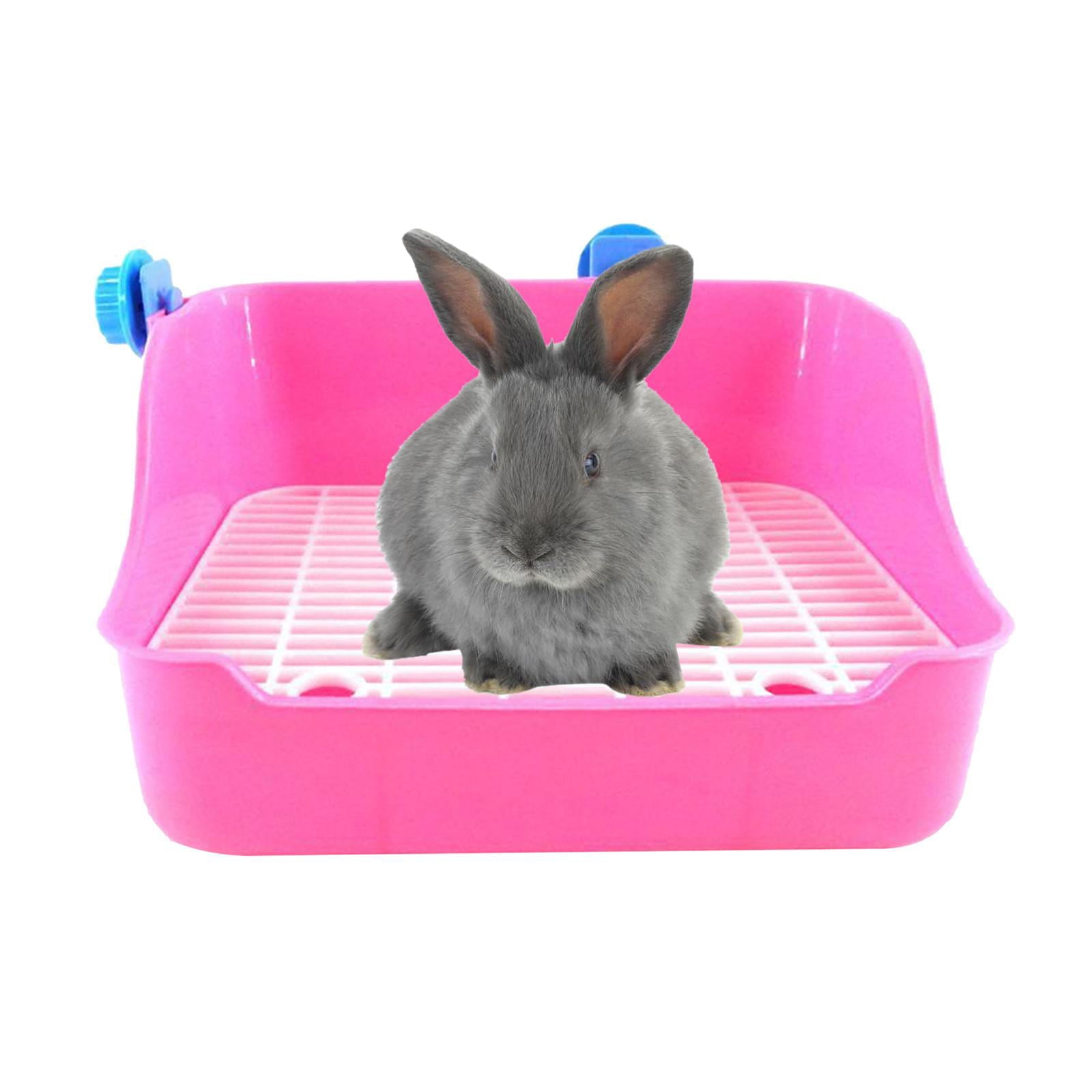 Litter Tray Toilet，Rabbit Litter Box for Cage Corner ，Pet Litter Pan Trainer Bunny Litter Box Cleaner，corner large toilet guinea rats Small Animal，Hamster Chinchilla Ferret Pink