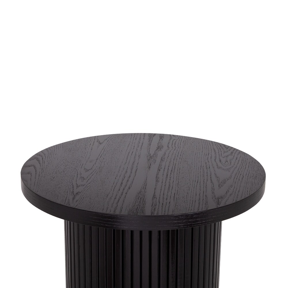 Round Wood End Table line grain Solid Circle Pedestal Side Table