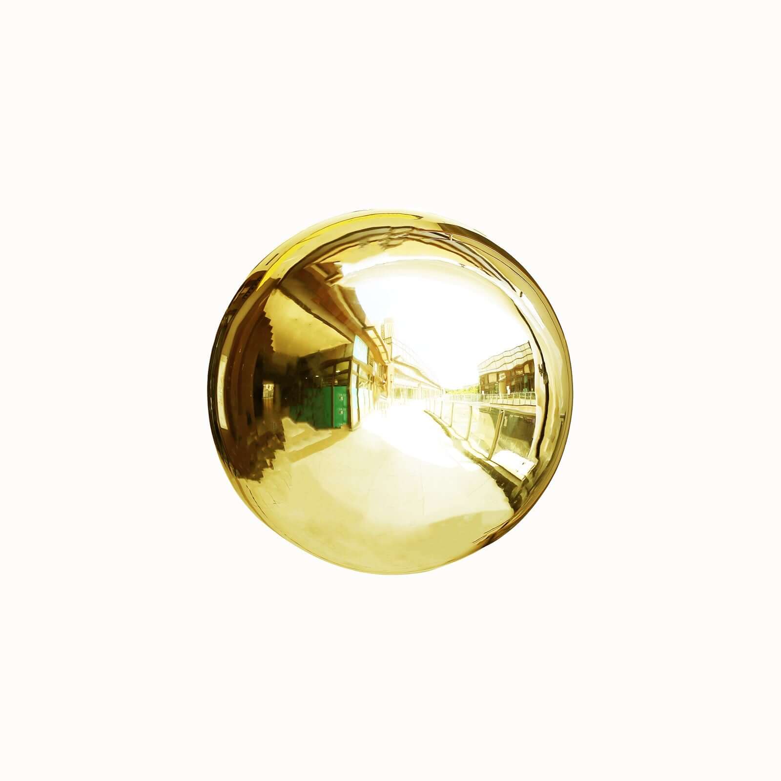 Gold Stainless Steel Gazing Globe Mirror Ball, Reflective Shiny Hollow Garden Sphere - 22