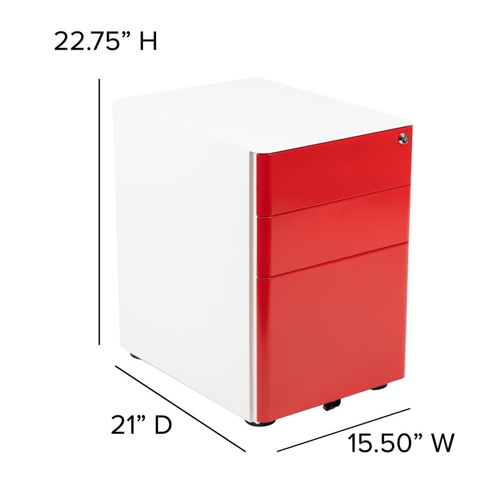 Modern 3 Drawer Mobile Locking Filing Cabinet Storage Organizer