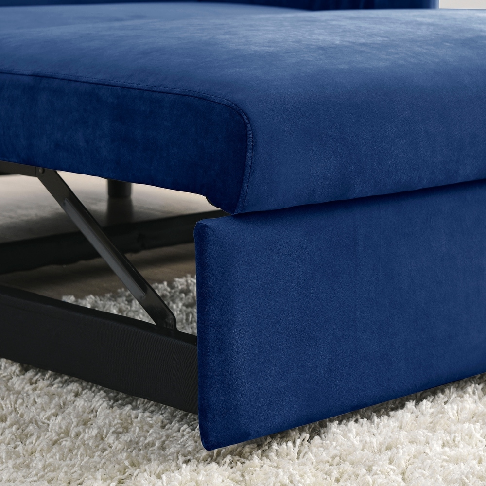 Velvet Convertible Sofa Bed with 2 Detachable Arm Pockets