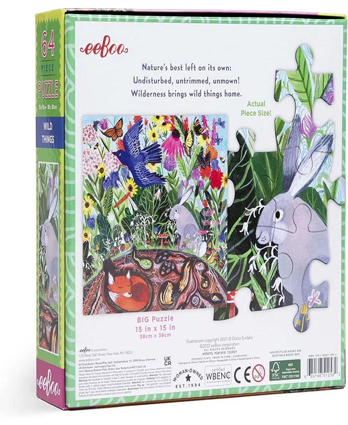 Eeboo Wild Things 64 Piece Jigsaw Puzzle