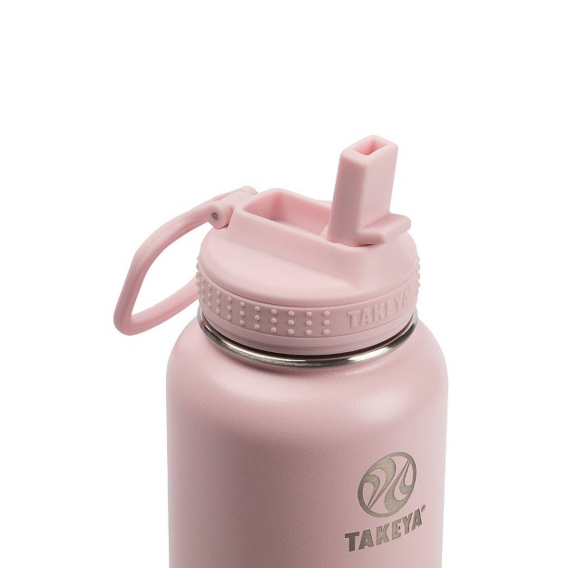 Takeya 32oz Actives Insulated Stainless Steel Water Bottle With Straw Lid Blush