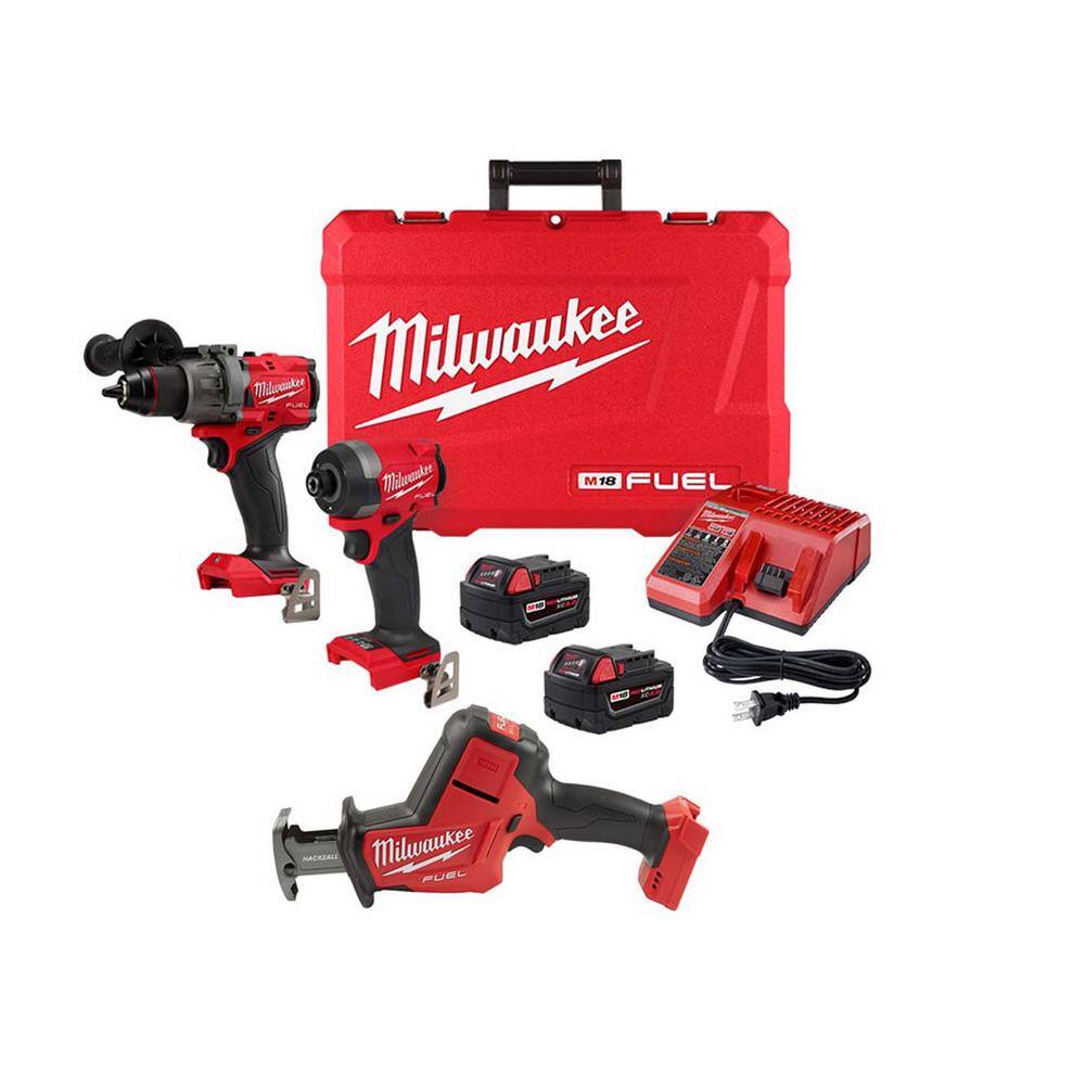 MW M18 FUEL 18-Volt Lithium-Ion Brushless Cordless Hammer Drill and Impact Driver Combo Kit (2-Tool) with HACKZALL 3697-22-2719-20