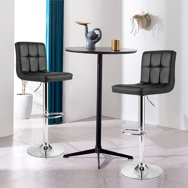 Costway Set of 2 Adjustable Bar Stools PU Leather Swivel Kitchen