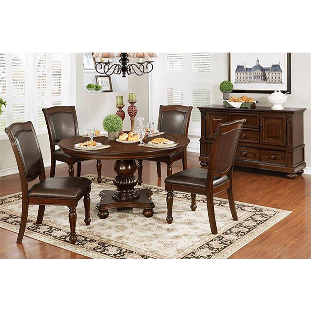 Furniture of America Pridore Brown Cherry Faux Leather Padded Dining Side Chair (Set of 2) IDF-3350SC