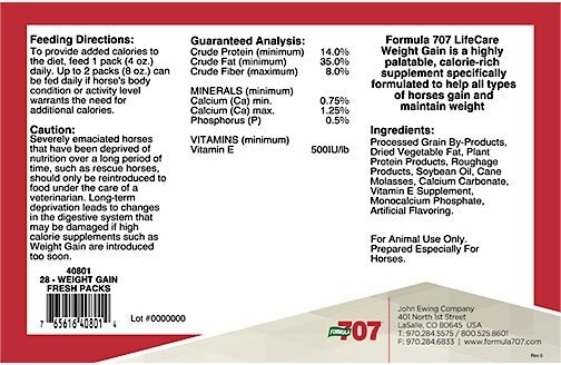 Formula 707 Weight Gain Crumble Horse Supplement， 28 count