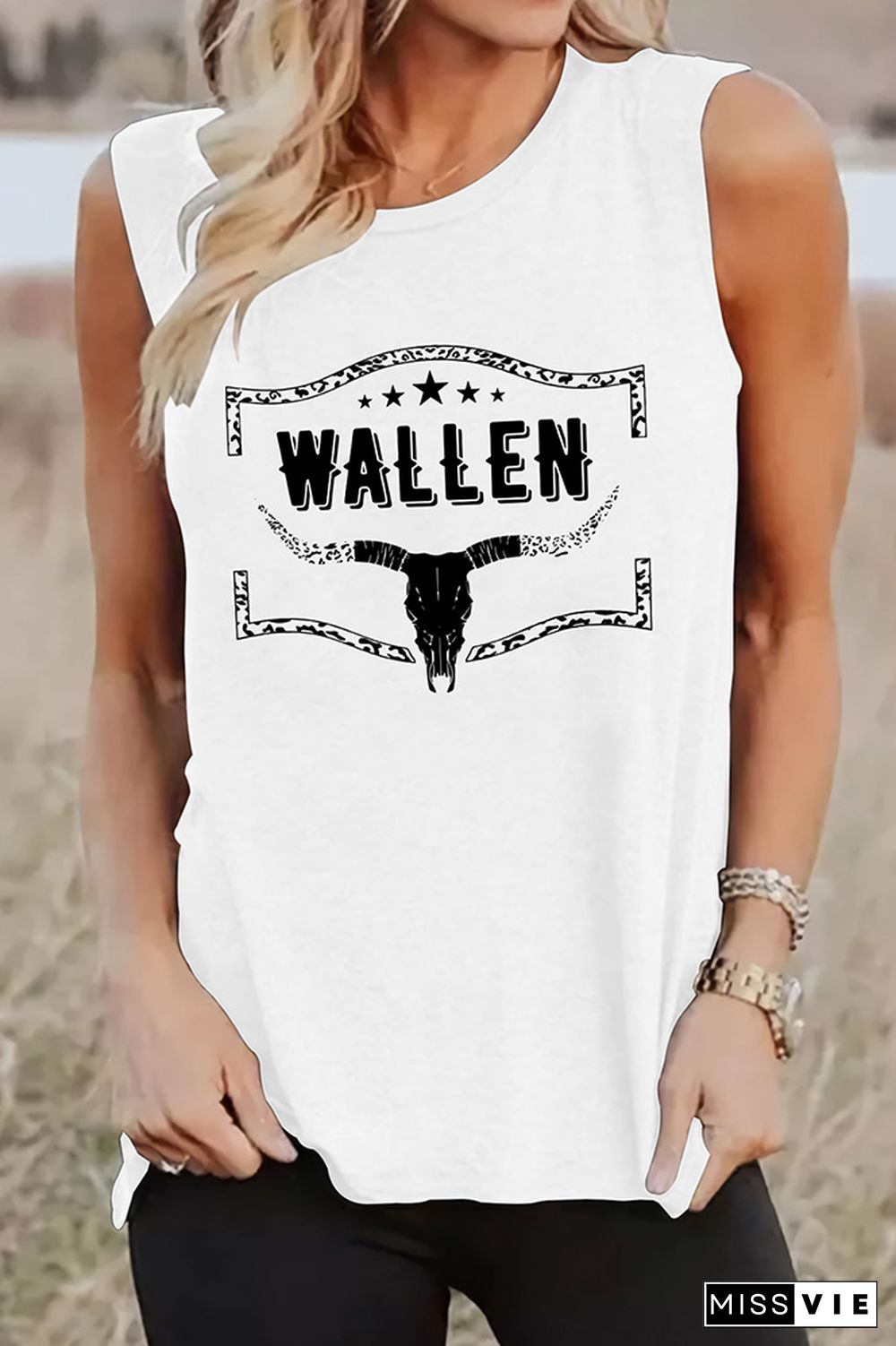 Wallen BullHead Print Sleeveless Graphic Tank Top