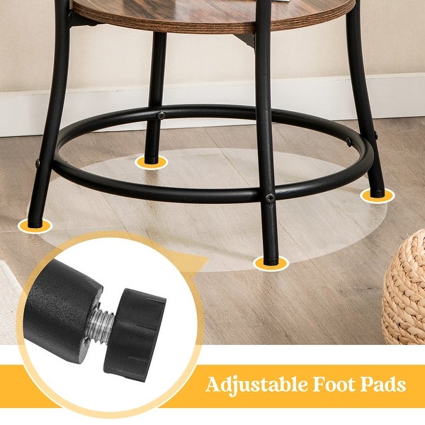 2 PCS 2-Tier Sofa Side End Table Round Nightstand with Metal Frame