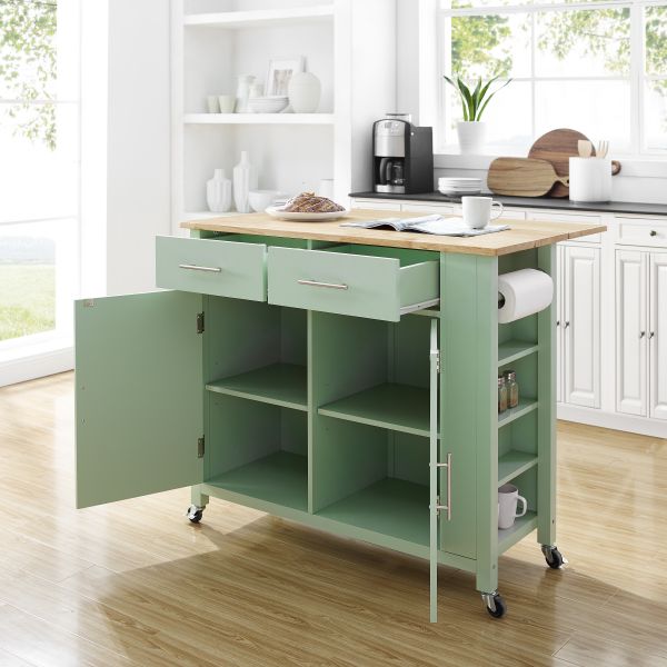 Savannah Wood Top Drop Leaf Kitchen Island/Cart