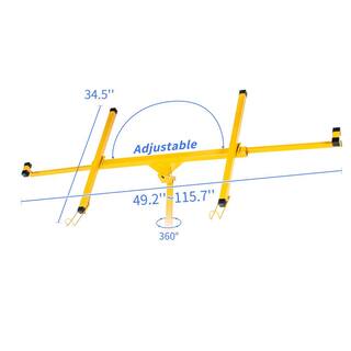 Kahomvis 11 ft. Heavy-Duty Steel Drywall Lift Drywall Panel Hoist in Yellow with Wheel Base Heng-LKW3-67