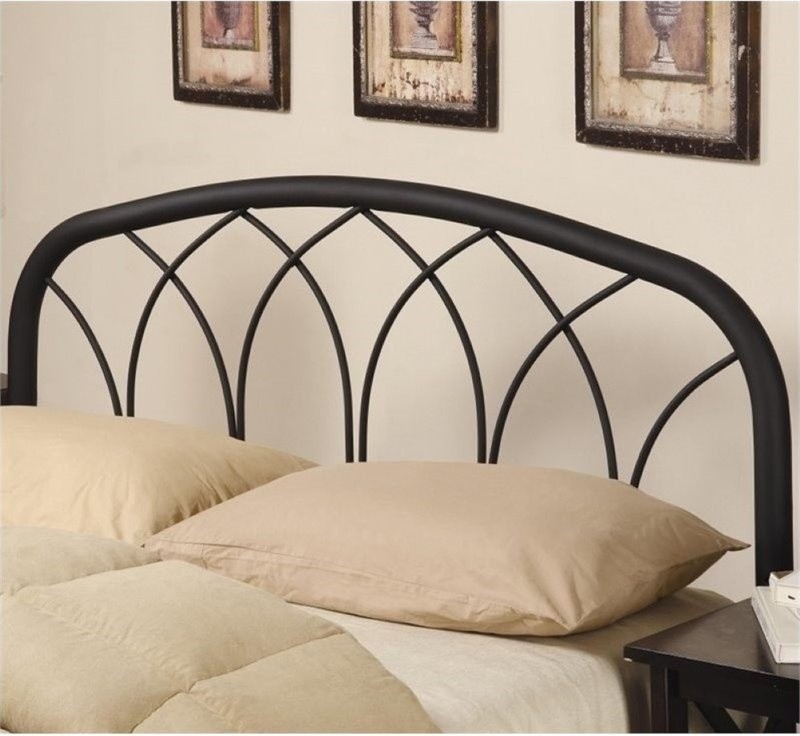 Bowery Hill Transitional Metal Full Queen Headboard in Black   Transitional   Headboards   by Homesquare  Houzz