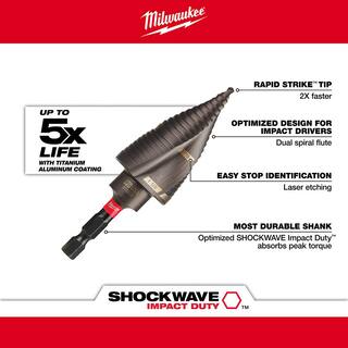 MW SHOCKWAVE 78 in. - 1-18 in. #9 Impact-Rated Titanium Step Drill Bit (2-Steps) 48-89-9249