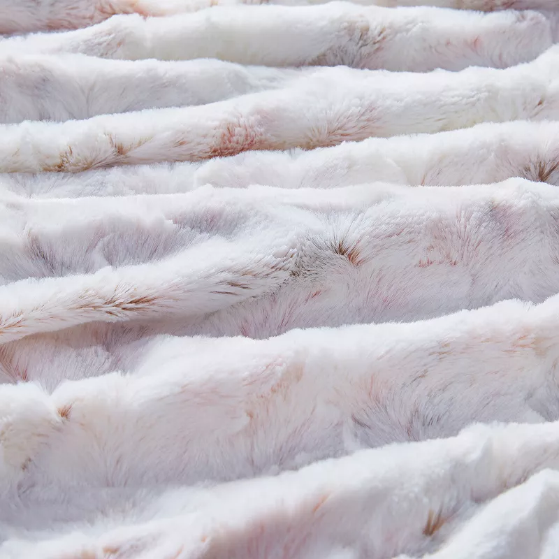 Madison Park Sachi Oversized Marble Print Faux Fur Throw Blanket